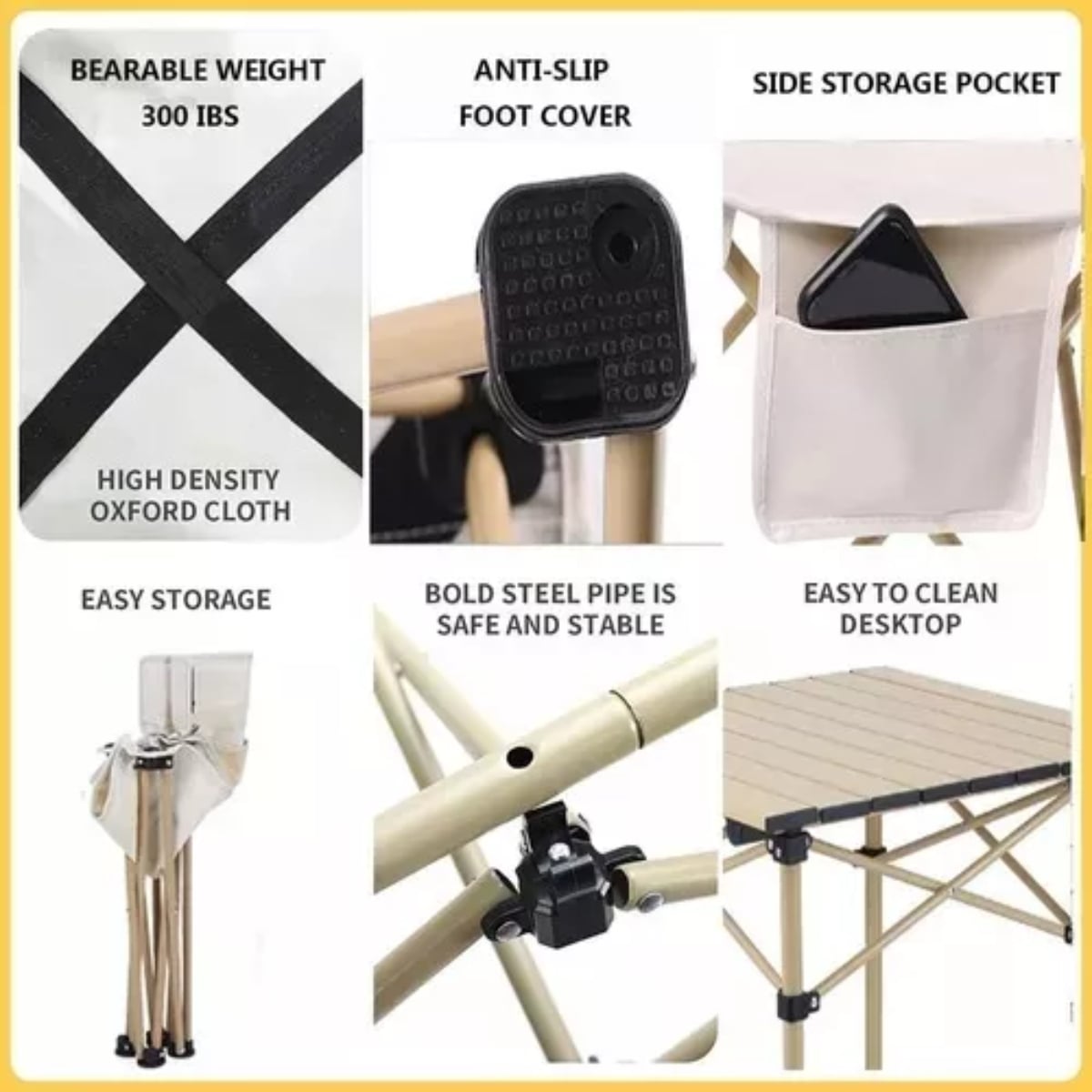JUEGO DE MESA OEM CON 4 SILLAS PARA CAMPING BLANCO - 3