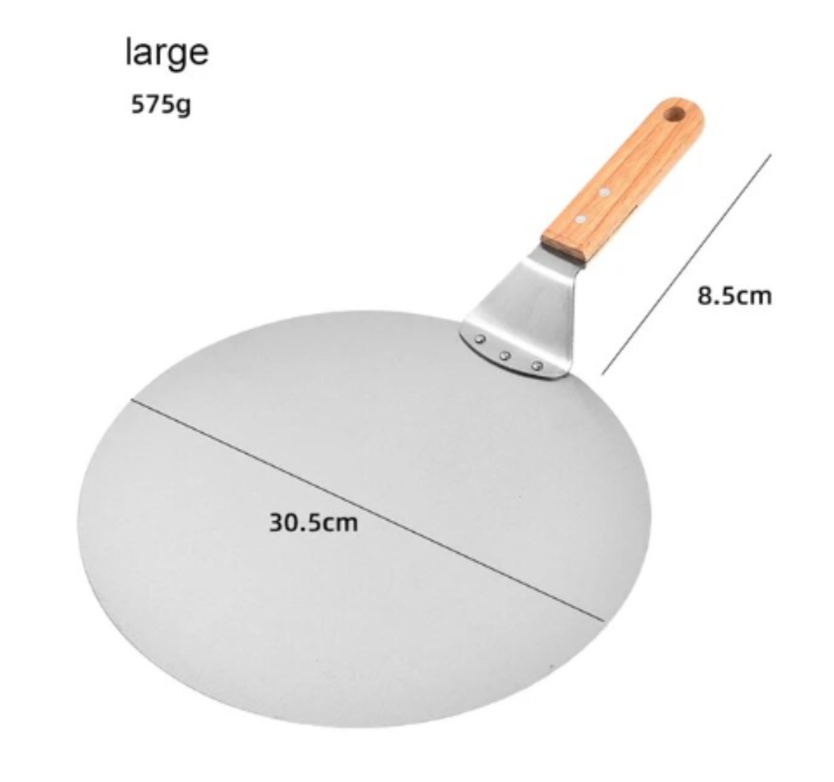 ESPÁTULA PALA REDONDA PARA PIZZA ACERO INOXIDABLE 30,5CM - 2