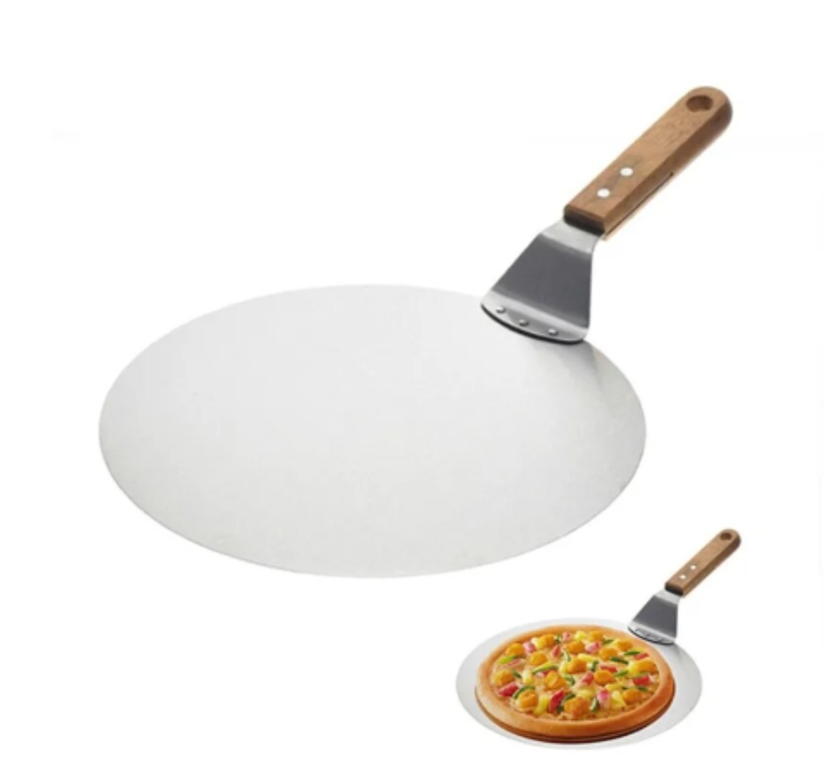 ESPÁTULA PALA REDONDA PARA PIZZA ACERO INOXIDABLE 20,5CM - 1