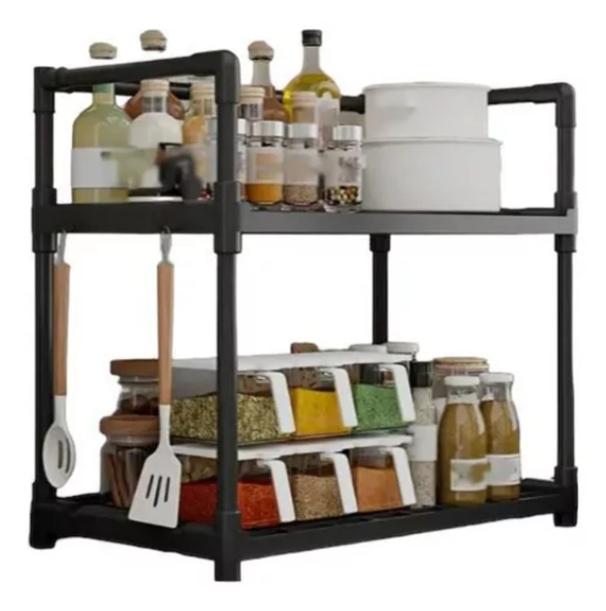 ORGANIZADOR RACK COCINA 2 NIVELES ESPECIAS MULTIFUNCIONAL - 1