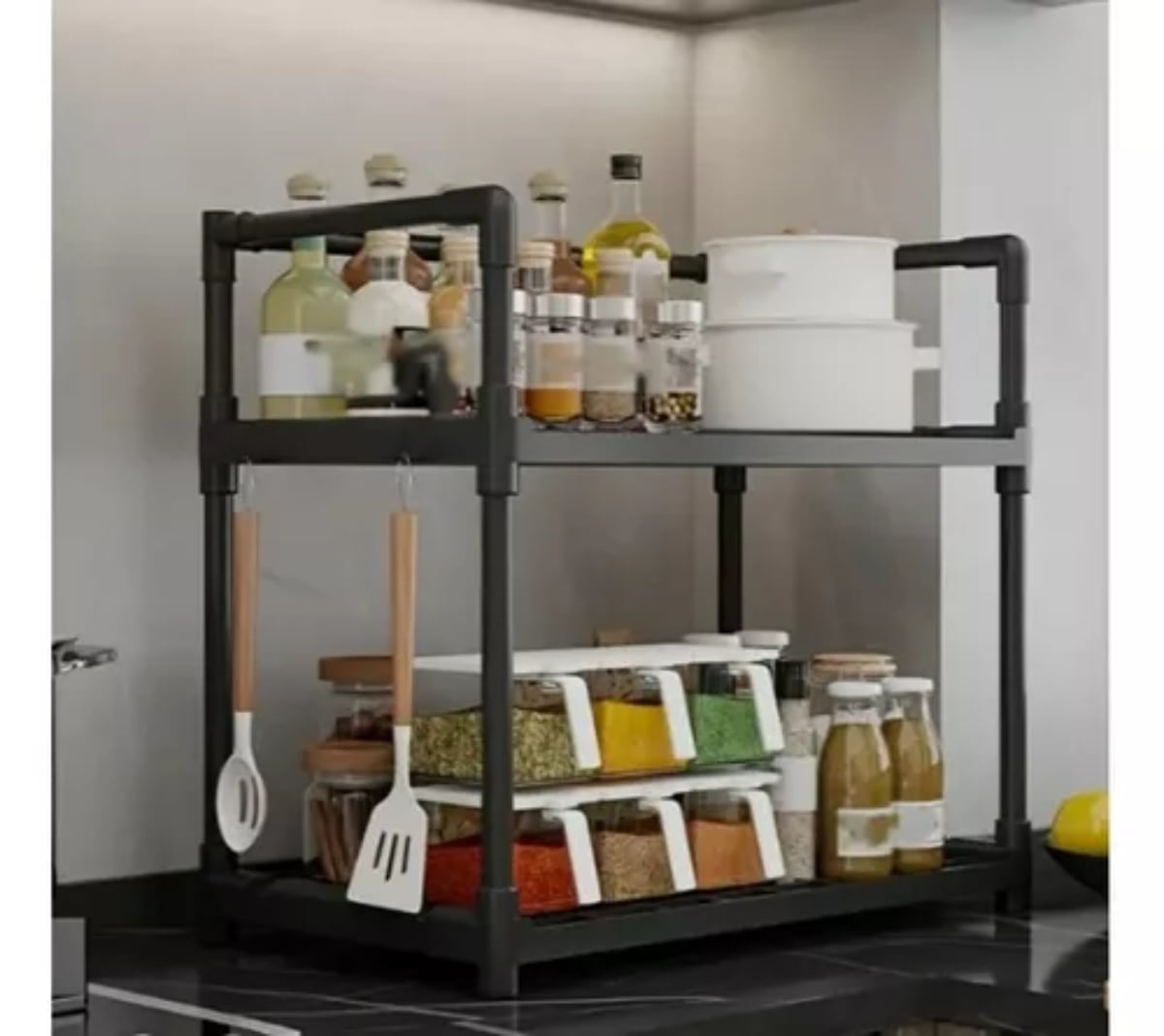 ORGANIZADOR RACK COCINA 2 NIVELES ESPECIAS MULTIFUNCIONAL - 3
