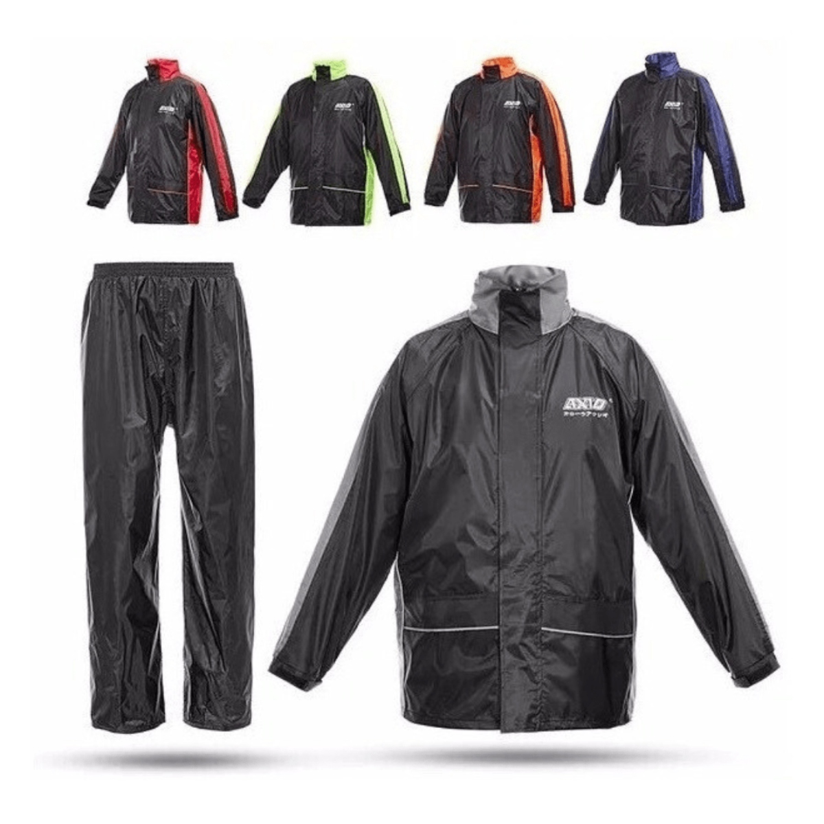 TRAJE DE LLUVIA PARA MOTO AXIO BI-COLOR 2 PIEZAS CON REFLECTANTE - 1