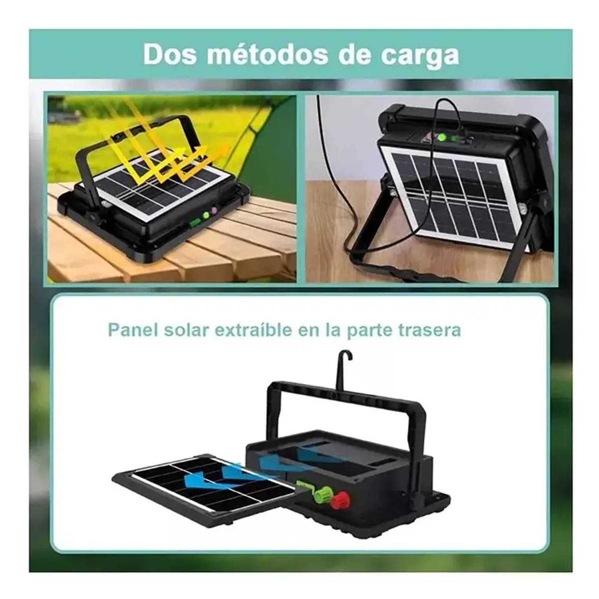 PROYECTOR REFLECTOR LED CON PANEL SOLAR DESMONTABLE 300W - 4