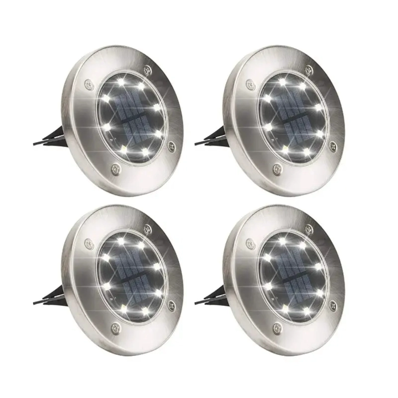 PACK X4 LUZ OEM SOLAR 8 LED CON ESTACA EXTERIOR JARDÍN - 1