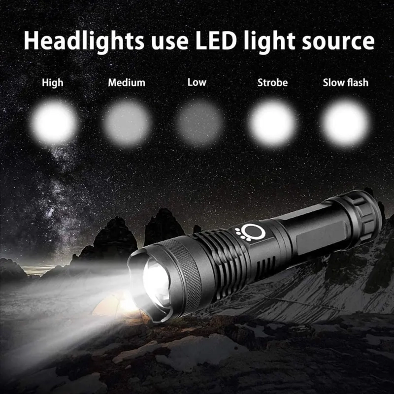 LINTERNA LED ALTA POTENCIA METALICA RECARGABLE 4000LM - 2