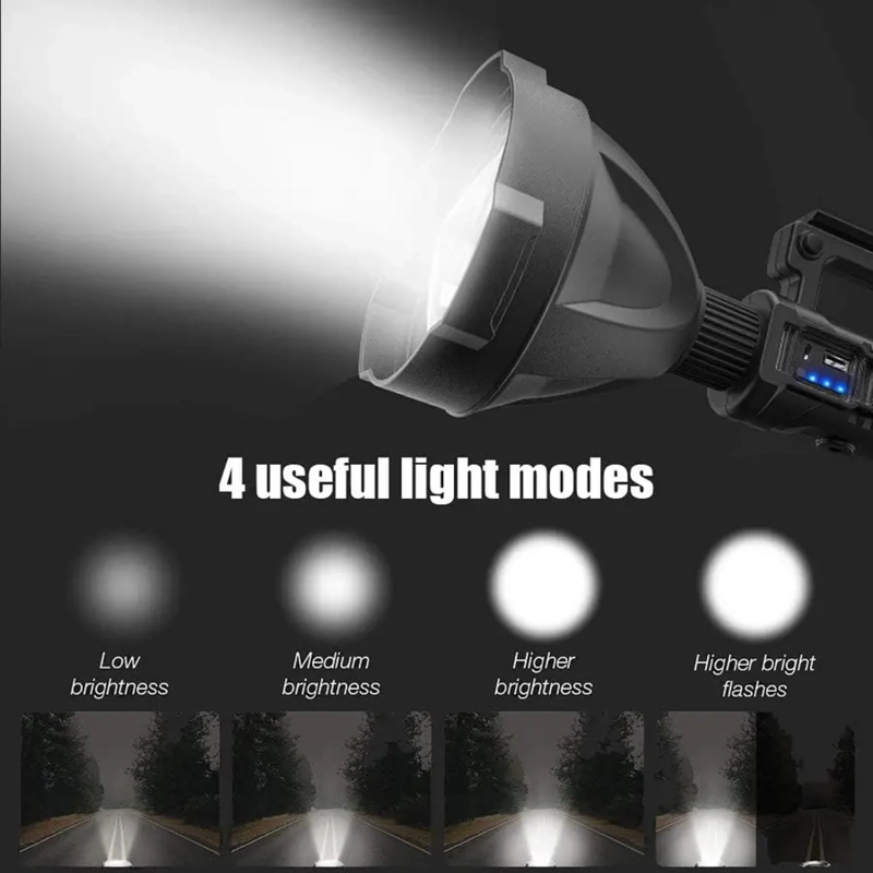 LINTERNA LED LARGO ALCANCE RECARGABLE USB TRÍPODE - 3
