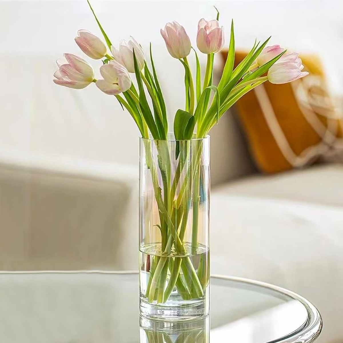 FLORERO DE VIDRIO LISO CILINDRO 18 CM - 1