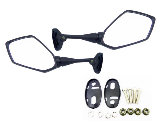ESPEJO PARA MOTO PARA CARENADO COLOR CARBON PANORAMICO SET X 2 BRAZO METAL CAJA - 3