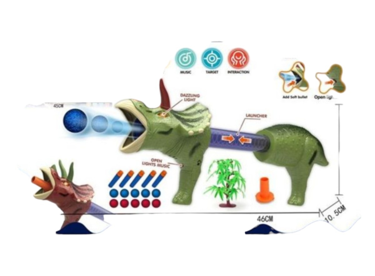 JUGUETE LANZADOR DARDOS FORMA DE DINOSAURIO PARA NIÑOS VERDE - 2