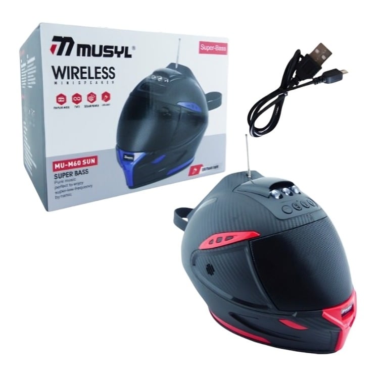 PARLANTE SOLAR TIPO CASCO MUSYL M-60 USB-TF CON LED - 6