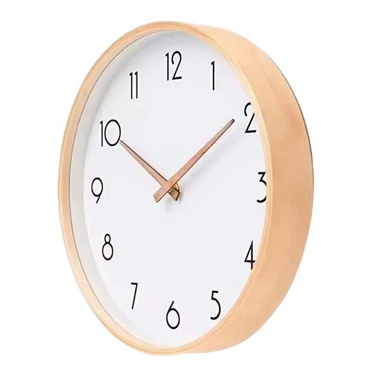 RELOJ DE MURALLA REDONDO MADERA PLÁSTICA CLARA ANÁLOGO - 1