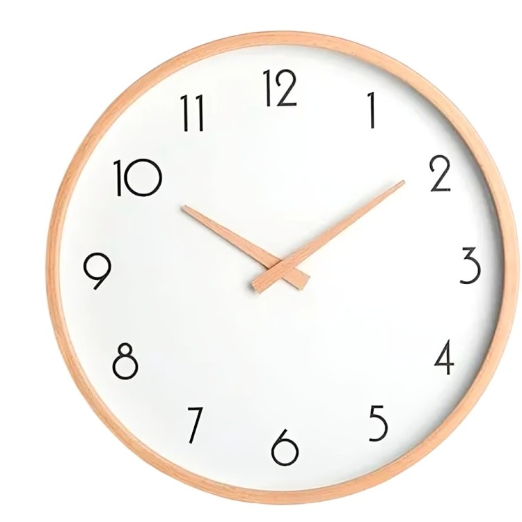 RELOJ DE MURALLA REDONDO MADERA PLÁSTICA CLARA ANÁLOGO - 3