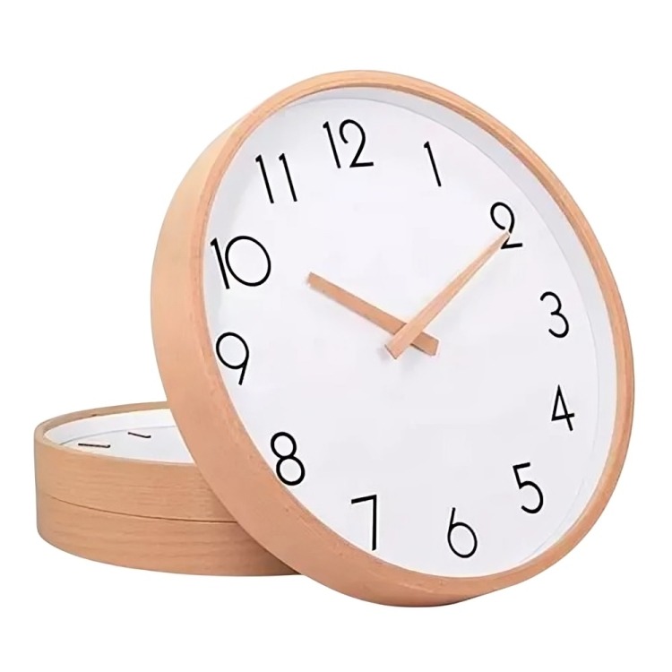 RELOJ DE MURALLA REDONDO MADERA PLÁSTICA CLARA ANÁLOGO - 4