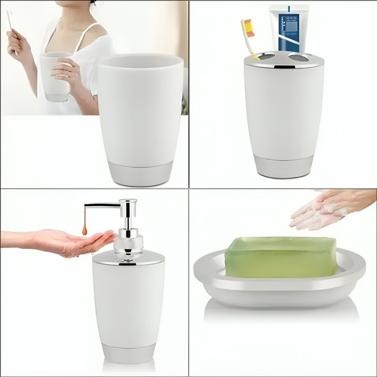 SET ACCESORIOS DE BAÑO 4PZS PORTACEPILLOS JABONERA - 2