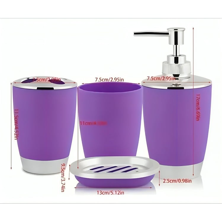 SET ACCESORIOS DE BAÑO 4PZS PORTACEPILLOS JABONERA - 1