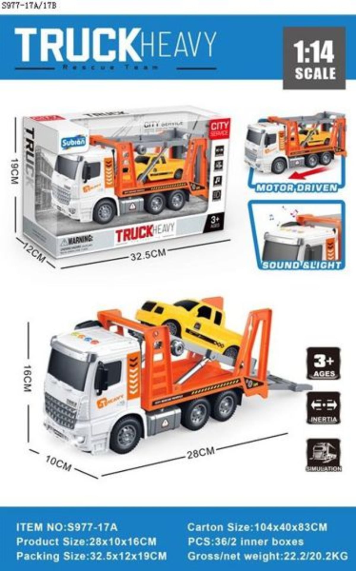 CAMION GRUA VEHICULO DE FRICCION CON LUCES Y SONIDO GRANDE - 1