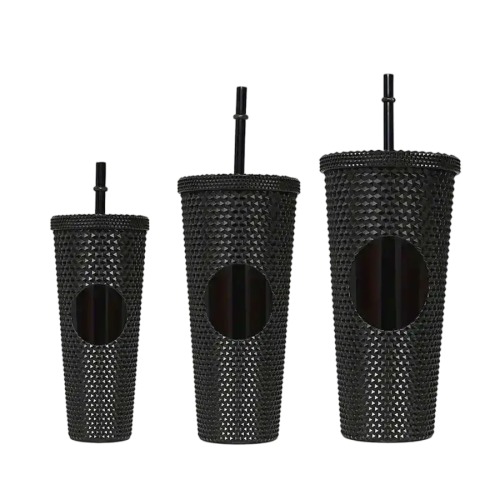 PACK DE 3 VASOS TUMBLER TIPO STARBUCKS NEGRO - 1
