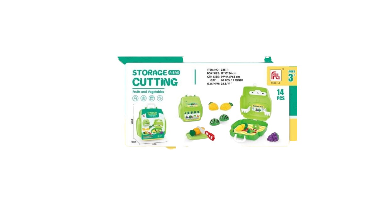 JUGUETE MINI MALETIN PARA CORTAR FRUTAS VERDE - 2