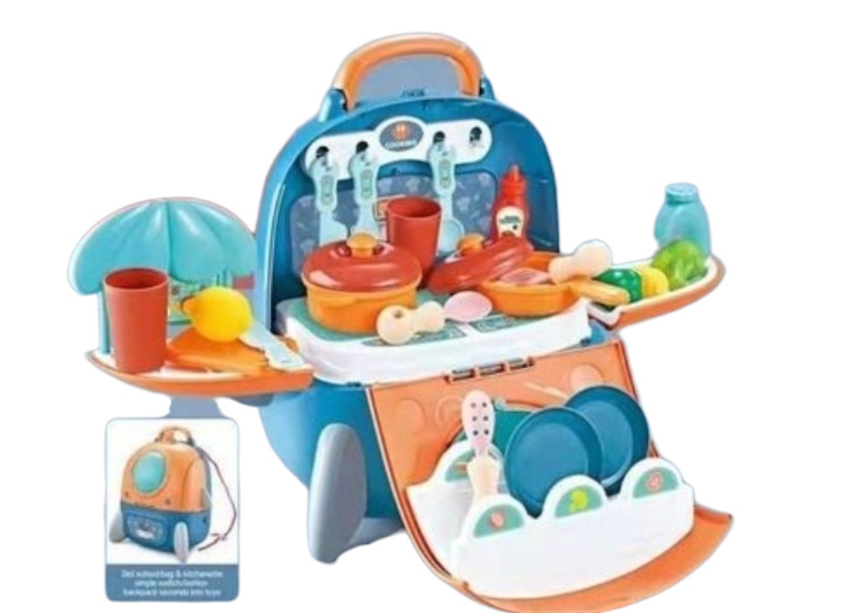 SET JUGUETE DE COCINA CON 33UTENSILIOS PARA NIÑOS CELESTE - 2