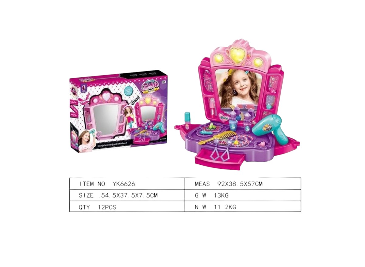 JUEGO TOCADOR DE NIÑAS CON ESPEJO ACCESORIOS DE PRINCESA - 2