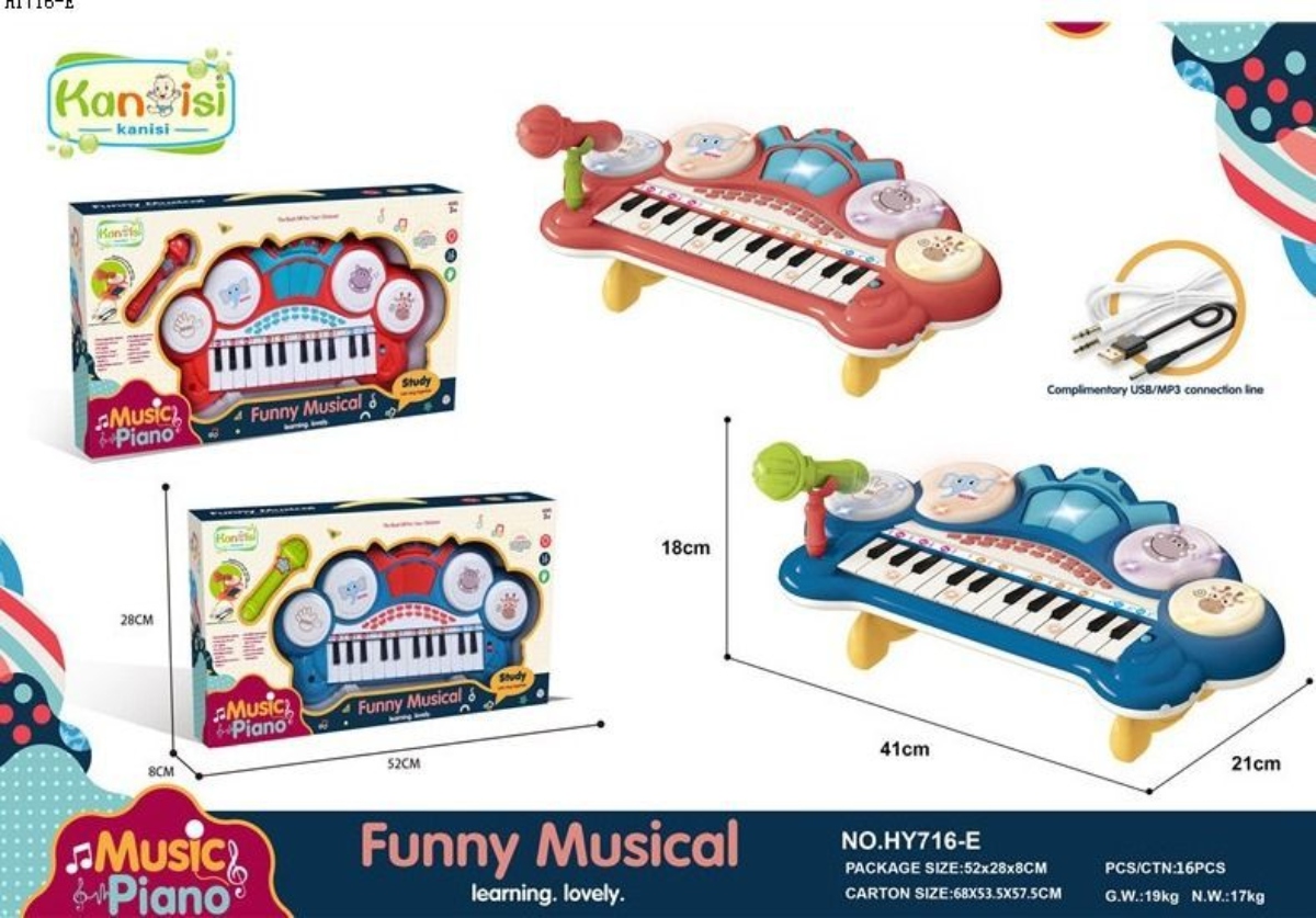 PIANO DE TECLADO ELECTRÓNICO PARA NIÑOS CON MICRÓFONO CELESTE - 1