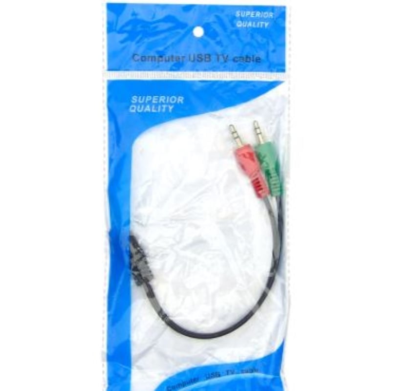 CABLE ADAPTADOR, AUDIFONO Y MICROFONO 3,5MM PARA PC. - 1