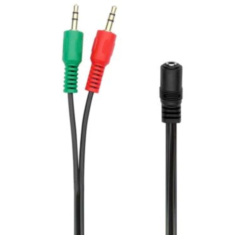 CABLE ADAPTADOR, AUDIFONO Y MICROFONO 3,5MM PARA PC. - 2