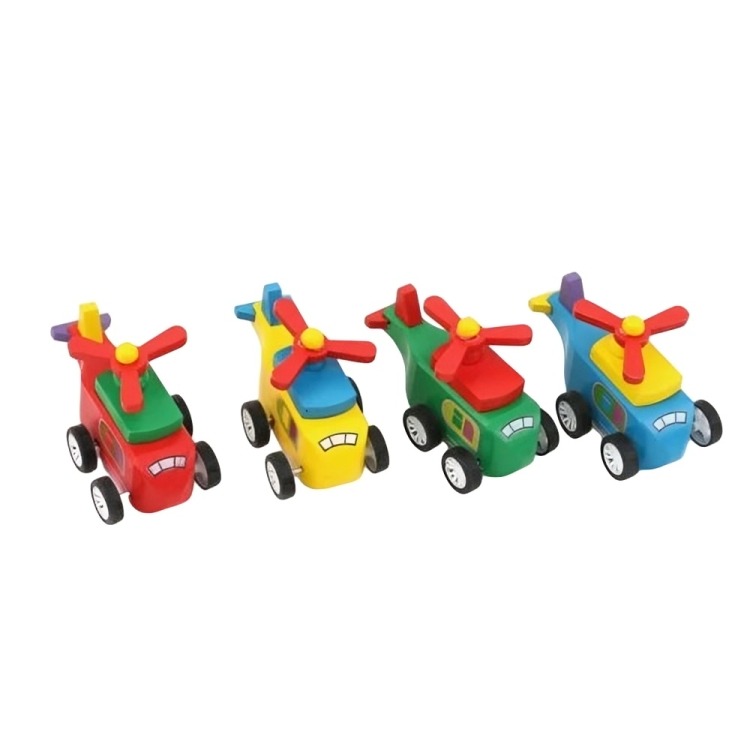 HELICÓPTERO JUGUETE MULTICOLOR MADERA A CUERDA 12CM NIÑOS - 1