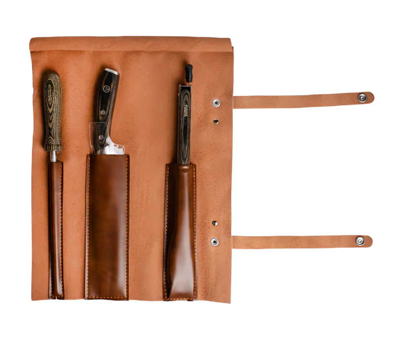 SET PARRILLERO DE CUERO PU WAYU CON ESTUCHE ELEGANTE - 2