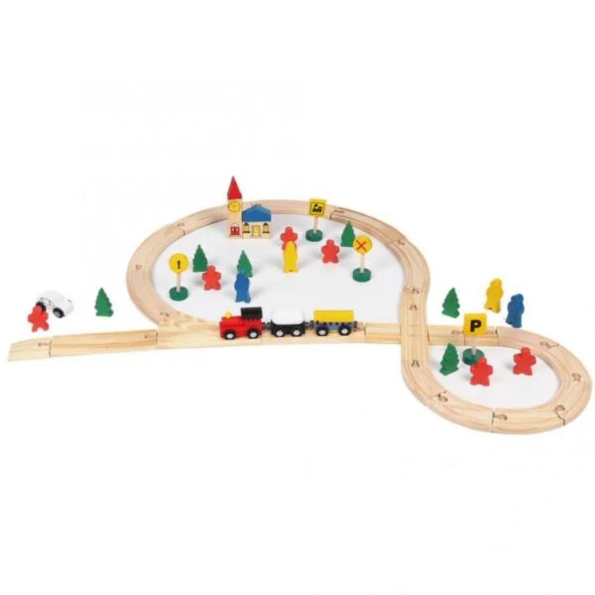 TREN CON RIEL ARMABLE JUGUETE MULTICOLOR MADERA - 1