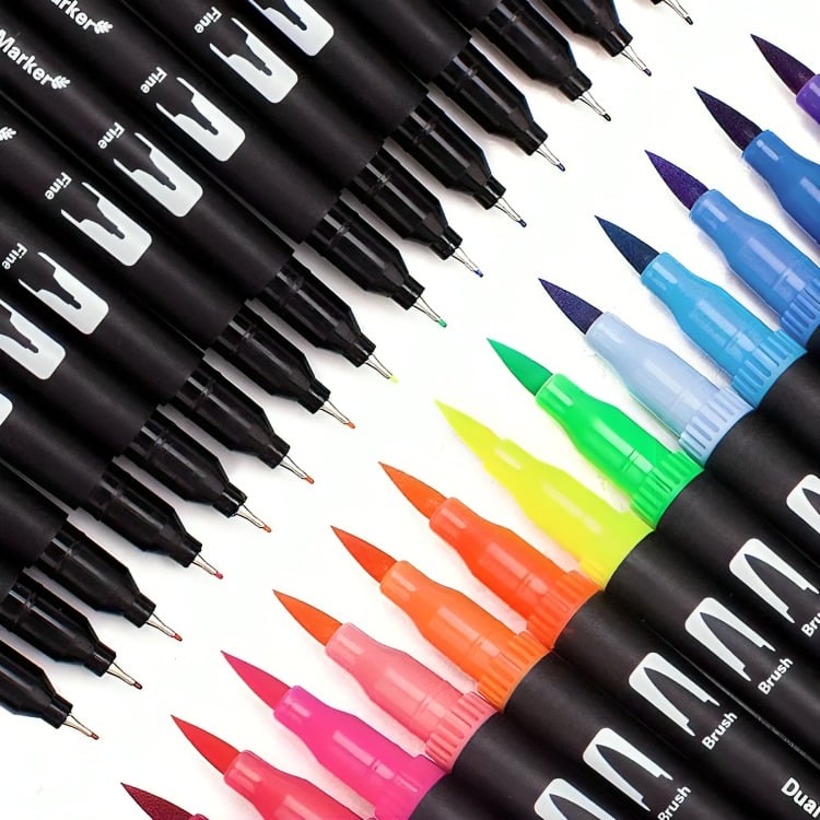 72 MARCADORES DOBLE PUNTA TIPO PINCEL COLORES - 2