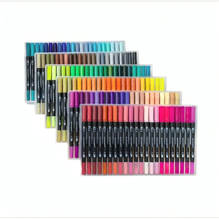 132 MARCADORES DOBLE PUNTA TIPO PINCEL COLORES - 2