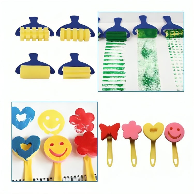SET 29 ESPONJA CEPILLO BROCHA PINCEL PINTAR PINTURA ARTE - 2