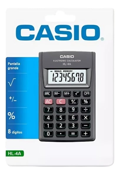 CALCULADORA CASIO 8 DIGUITOS HL-4A - 1