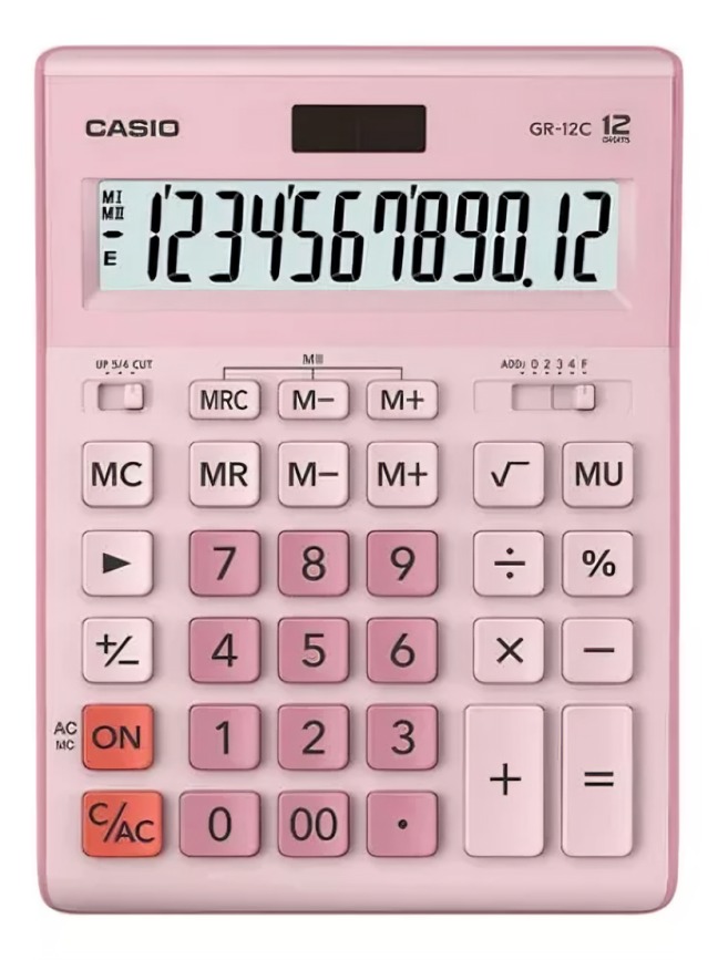 CALCULADORA CASIO TIPO MINI ESCRITORIO GR-12C ROSA - 1