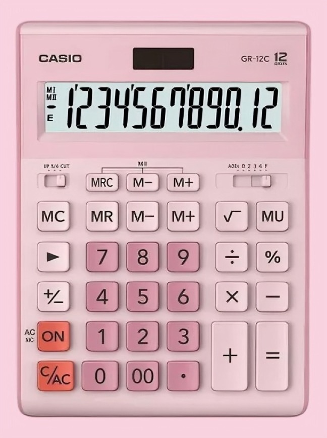 CALCULADORA CASIO TIPO MINI ESCRITORIO GR-12C ROSA - 2