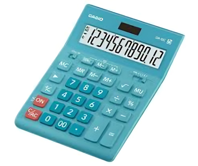 CALCULADORA CASIO TIPO MINI ESCRITORIO GR-12C CELESTE - 2