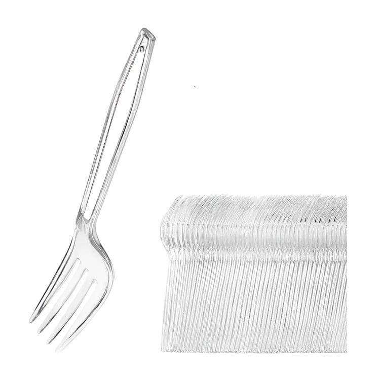 PACK 100 TENEDORES TRANSPARENTE REUTILIZABLE - DESECHABLE - 2