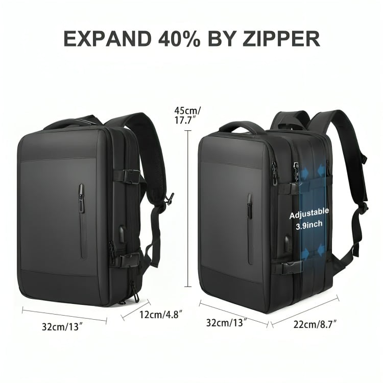 MOCHILA DE VIAJE GRAN CAPACIDAD IMPERMIABLE VIRAL UNISEX NEGRO - 4