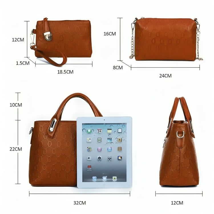SET 4 BOLSAS MUJER MODA DAMA CROSSBODY COSMETIQUERA MARRON - 4