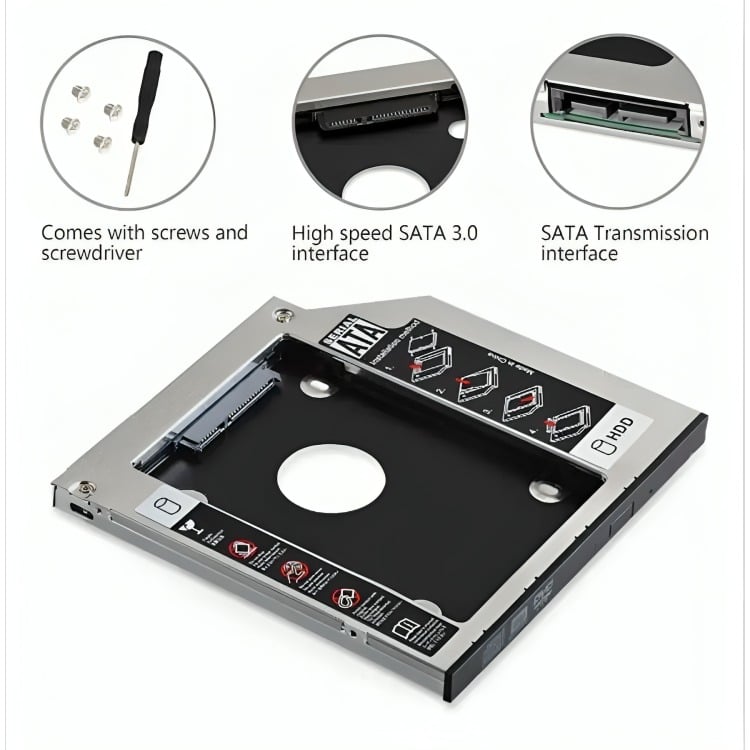 GENÉRICO CADDY ADAPTADOR 12.7MM NOTEBOOK SATA HDD SSD