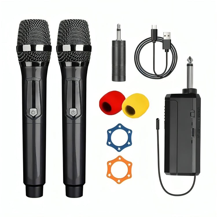 MICRÓFONO INALÁMBRICO PROFESIONAL KARAOKE KIT 2PCS - 3