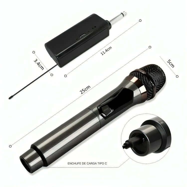 MICRÓFONO INALÁMBRICO PROFESIONAL KARAOKE KIT 2PCS - 4