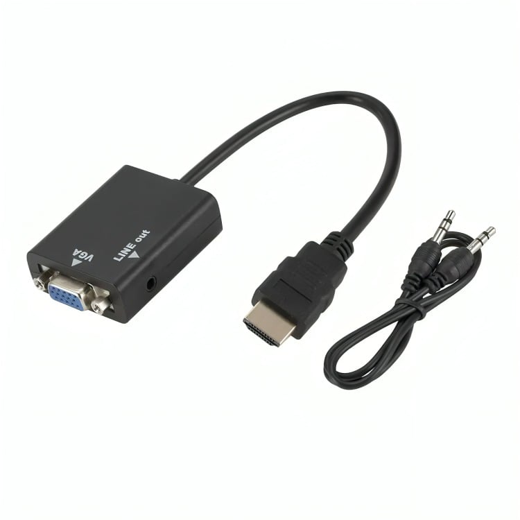 GENÉRICO ADAPTADOR CABLE DE CONVERSIÓN HDMI A VGA + AUDIO HD