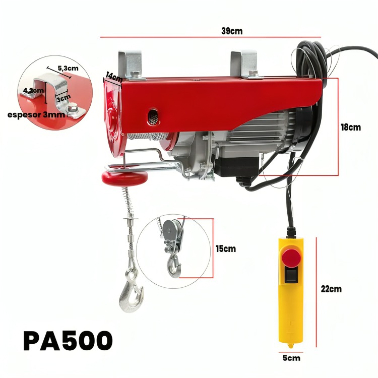 TECLE ELÉCTRICO DE LEVANTE HASTA 500 KGS 220V 12M - 3