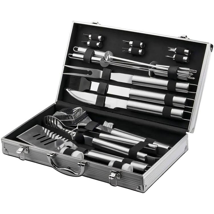 SET PARRILLERO ASADO BARBACOA 18 PCS EN MALETA KIT PARRILLA - 2