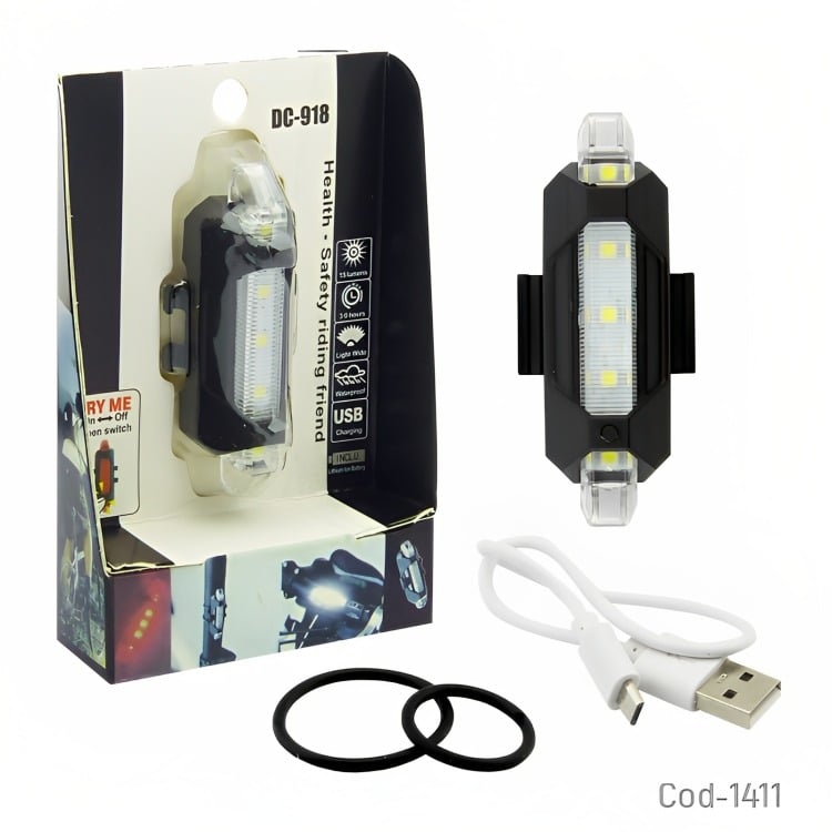 LUZ BICI DELANTERA 5 LED BLANCA 4 EFECTOS RECARGABLE - 3