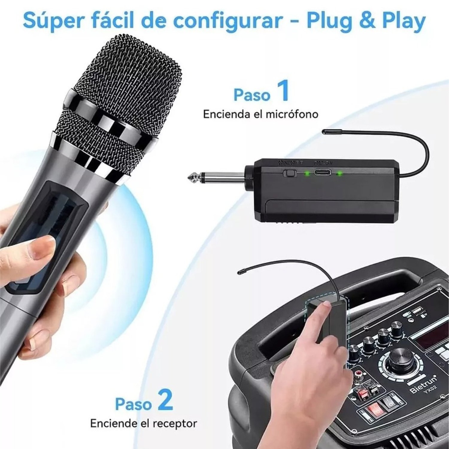 MICRÓFONO INALÁMBRICO PROFESIONAL KARAOKE KIT 2PCS - 3