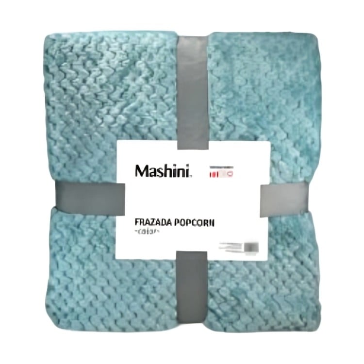 FRAZADA POPCORN 1.5 PLAZAS / CELESTE – MASHINI - 1