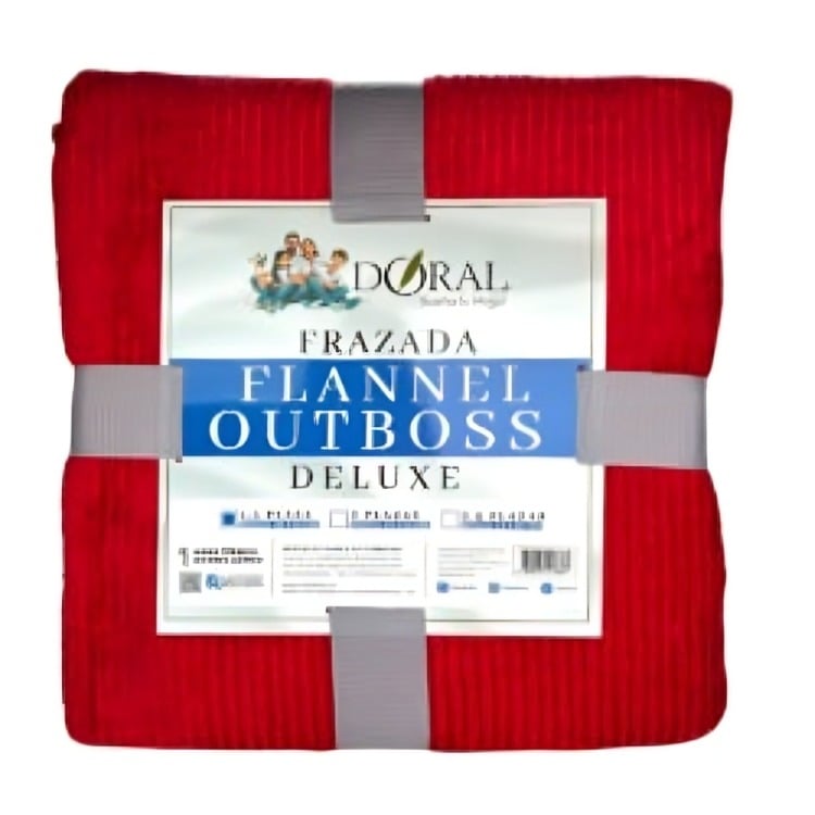 FRAZADA FLANNEL OUTBOSS DELUXE 1.5 PLAZAS / EN COLOR ROJO – DORAL - 1
